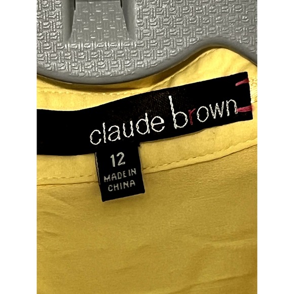 Claude Brown Yellow Short Sleeve Summer Top Size 12 - Picture 5 of 8